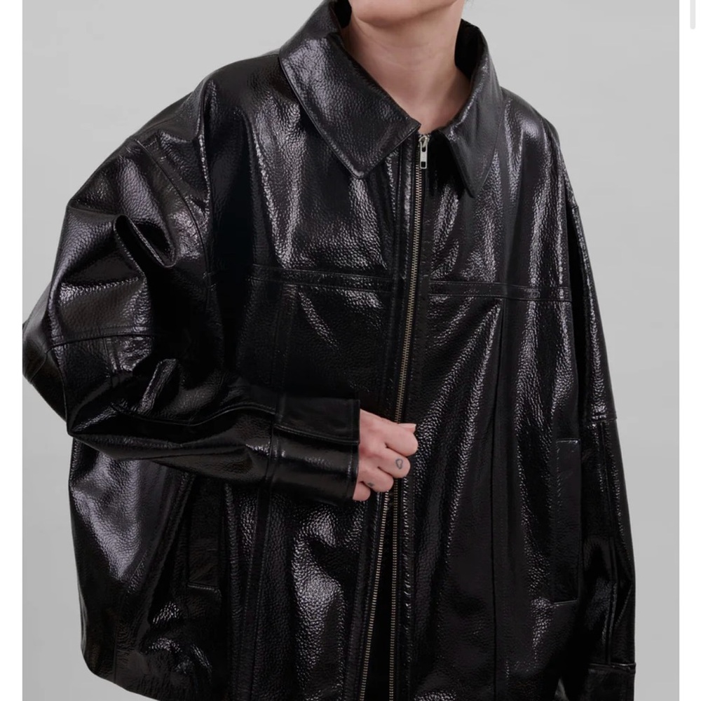 The Frankie Shop Black Leather Jacket Oversized Fit